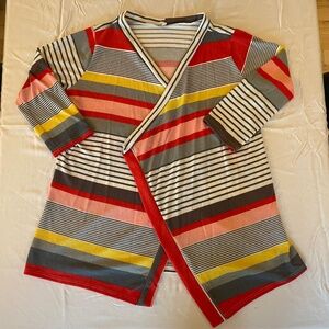 Striped Geometric Bright Colored Women's Open Front Cardigan size Large Amazon